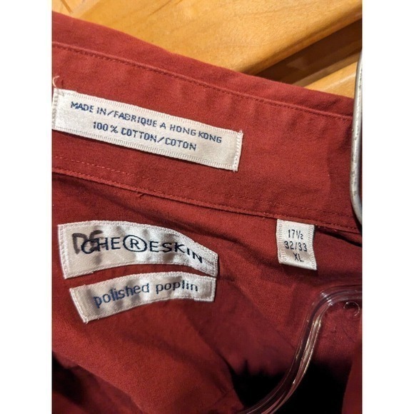 Chereskin Shirt Men’s Sleeved Dark red XL 17.5 32/33 button down dress shirt - Picture 4 of 4